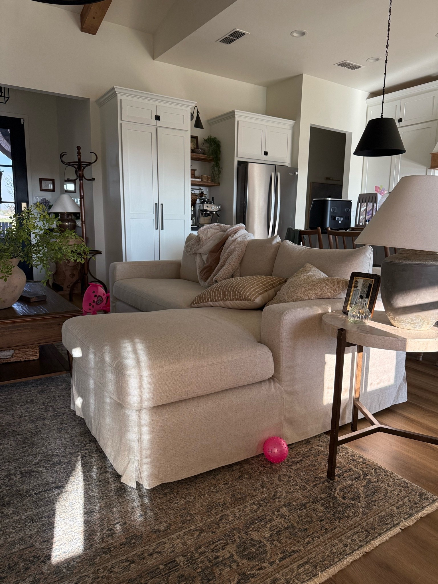 new sofa sneak peek 👀 this is the Sloan Slipcovered Sofa with Chaise in the color: Dune

#LTKHome