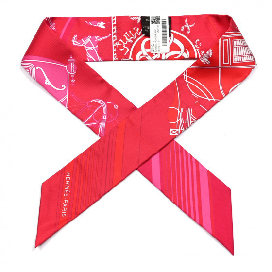 HERMES

Silk Ex-Libris Twilly Fuchsia Rouge White | Fashionphile