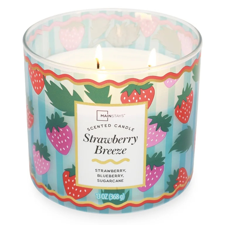 Mainstays Vela Aromática de 3 Mechas con Envoltura Decorativa, Brisa de Fresa, 13 Onzas | Walmart (US)