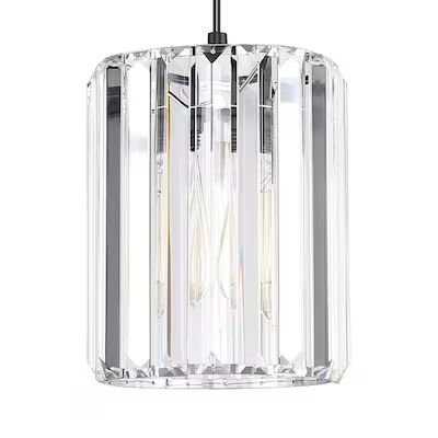Style Selections 7.5-in x 6-in Cylinder Clear and Chrome Crystal Pendant Light Shade fitter | Lowe's