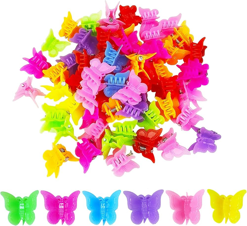 Hair Clip, 100 Pcs Butterfly Hair Clips for Girls, Pastel, Rainbow, Mini Hair Clips for Toddlers | Amazon (US)