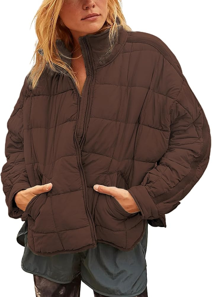 Xiaoxuemeng Womens Quilted Puffer Jacket Zip Up Lightweight Padded Coat Outwear | Amazon (US)