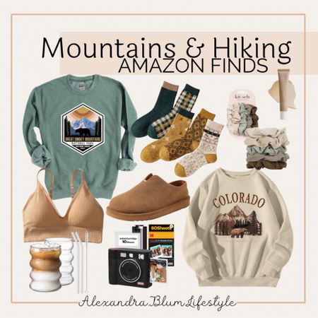 Mountain and hiking finds from Amazon! Amazon fashion! Amazon finds! Crew neck outdoor sweatshirts, multi pack comfy bralettes sports bras, aviator sunglasses, mug, hiking sneakers! 

#LTKfindsunder100 #LTKshoecrush #LTKfindsunder50