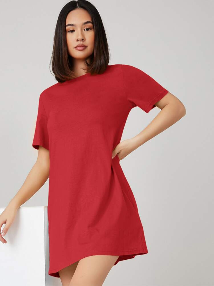 SHEIN BASICS Solid Tee Dress | SHEIN