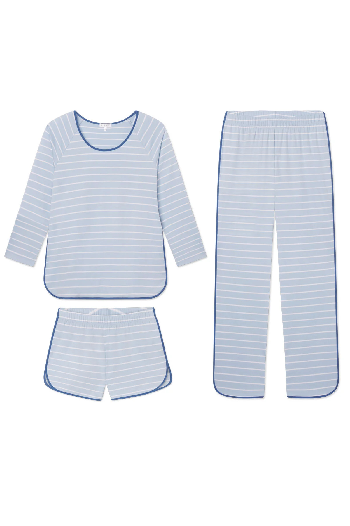 Pima Long Sleeve Bundle in French Blue Club Stripe | Lake Pajamas