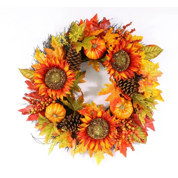 Way to Celebrate Harvest Floral Wreath, 22" D | Walmart (US)