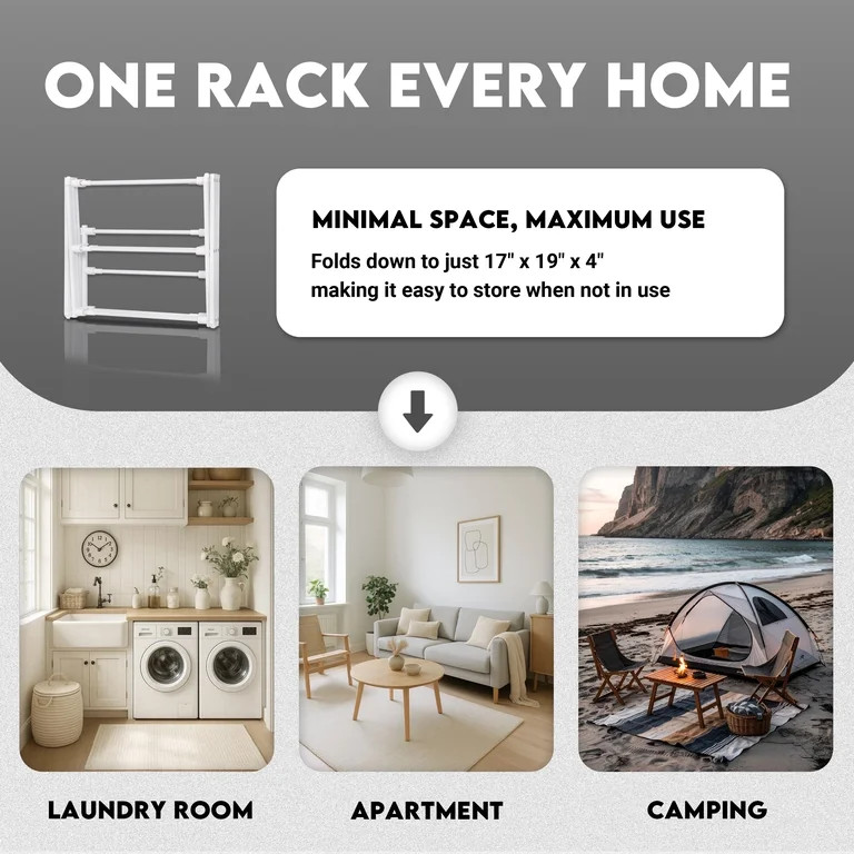 ZOES HOMEWARE Small Clothes Drying Racks Foldable for Laundry, Metal Collapsible Folding Dry Rack... | Walmart (US)