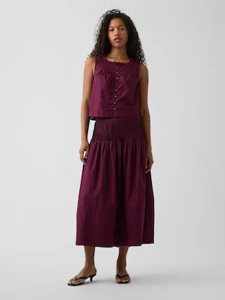 Poplin Pintuck Maxi Skirt | Gap (US)