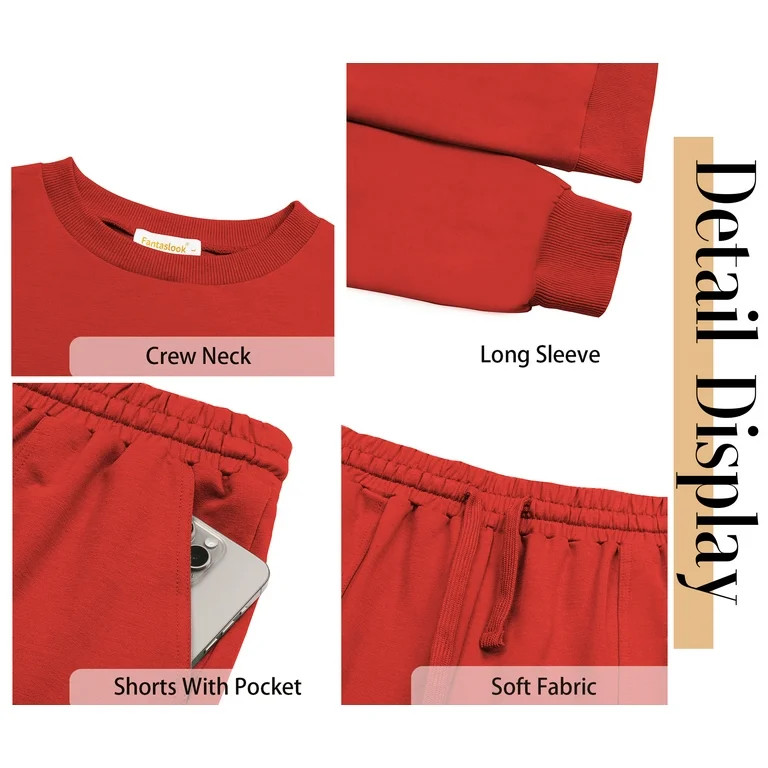 Fantaslook Pajama Sets for Women Two Piece Outfits Long Sleeve Sweatshirts Lounge Sets Casual Top... | Walmart (US)