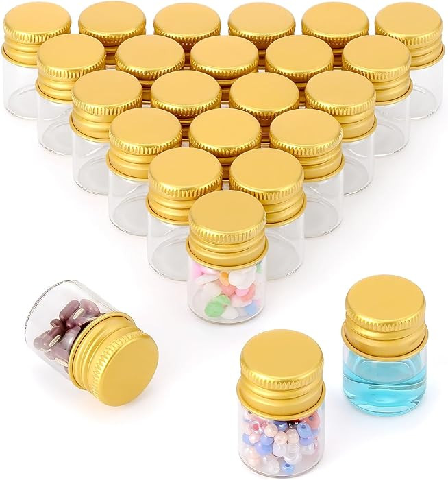 Kesell 24 Pack 5ml Mini Glass Bottle with Screw Aluminum Caps Small Glass Jars with Lids Small Gl... | Amazon (US)