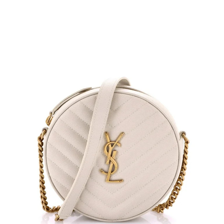 Pre-Owned Saint Laurent Vinyle Round Camera Bag Matelasse Chevron Leather By Rebag | Walmart (US)