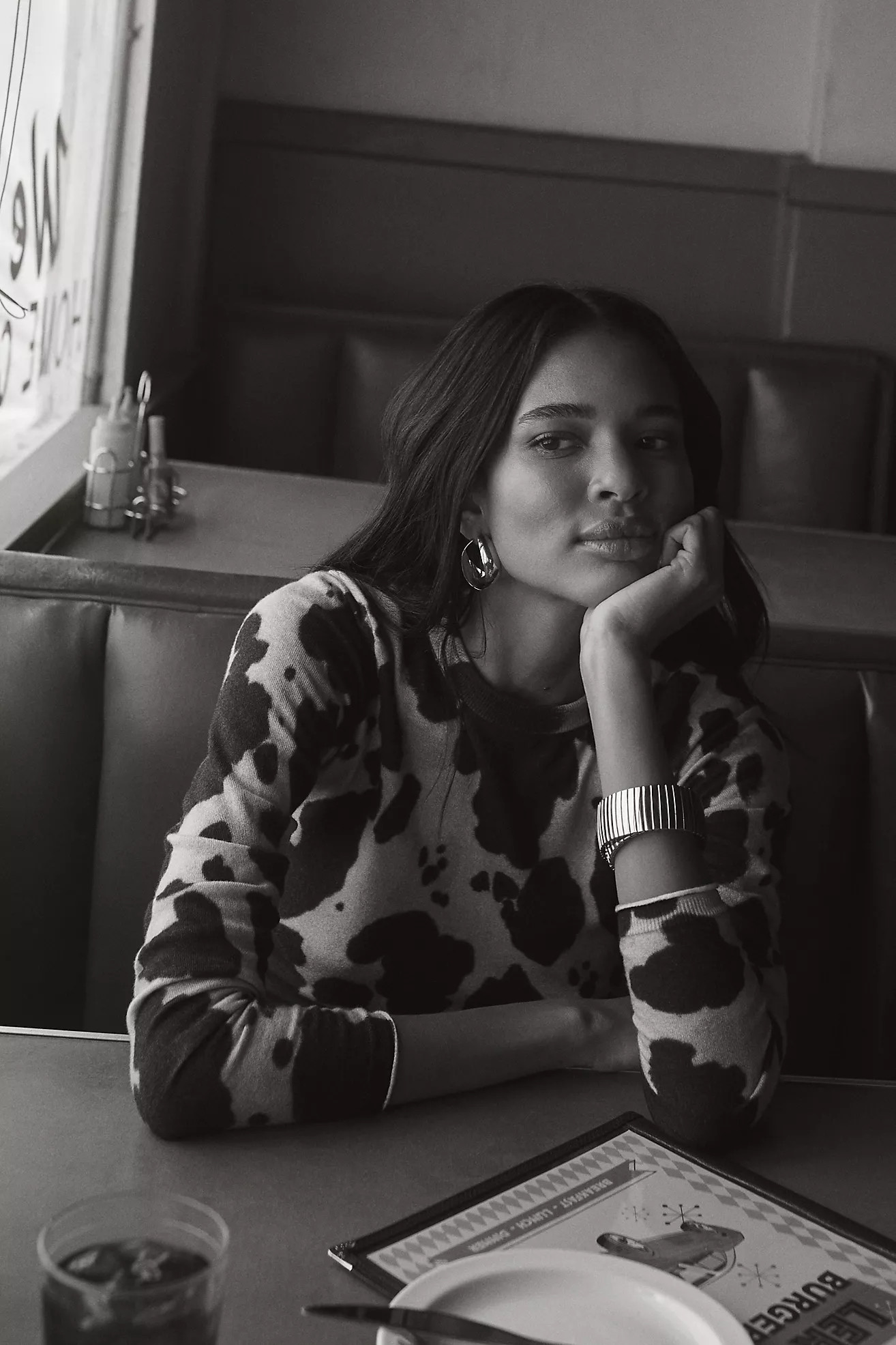 Maeve Crew-Neck Cow Print Sweater | Anthropologie (US)