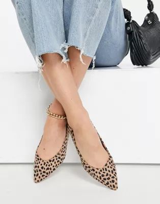 Truffle Collection easy ballet flats with pointed toe in leopard | ASOS (Global)
