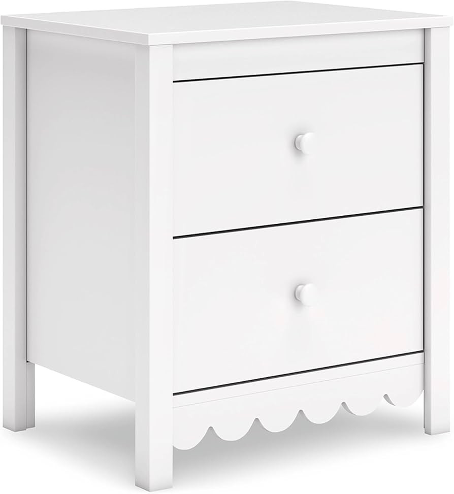 Signature Design by Ashley Hallityn Minimalist 2 Drawer Nightstand for Bedroom, 24.37" Tall, Whit... | Amazon (US)