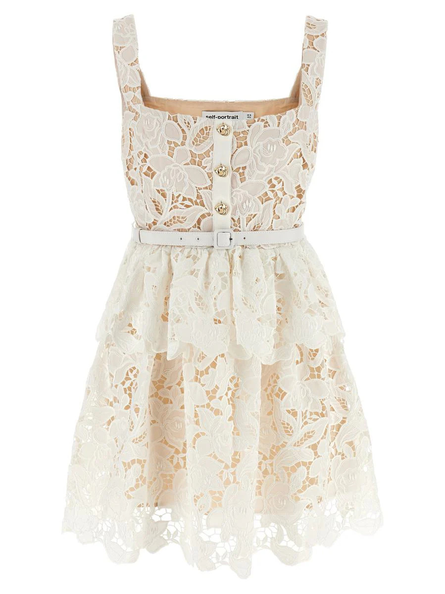 Self-Portrait 'White Lace Tiered Mini' Dress | Baltini