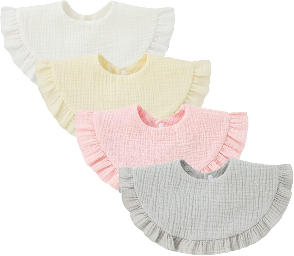 Nishine 4 pcs Unisex Baby Muslin Bandana Drool Bibs 360 Degree Rotatable Cotton Teething Feeding ... | Amazon (UK)