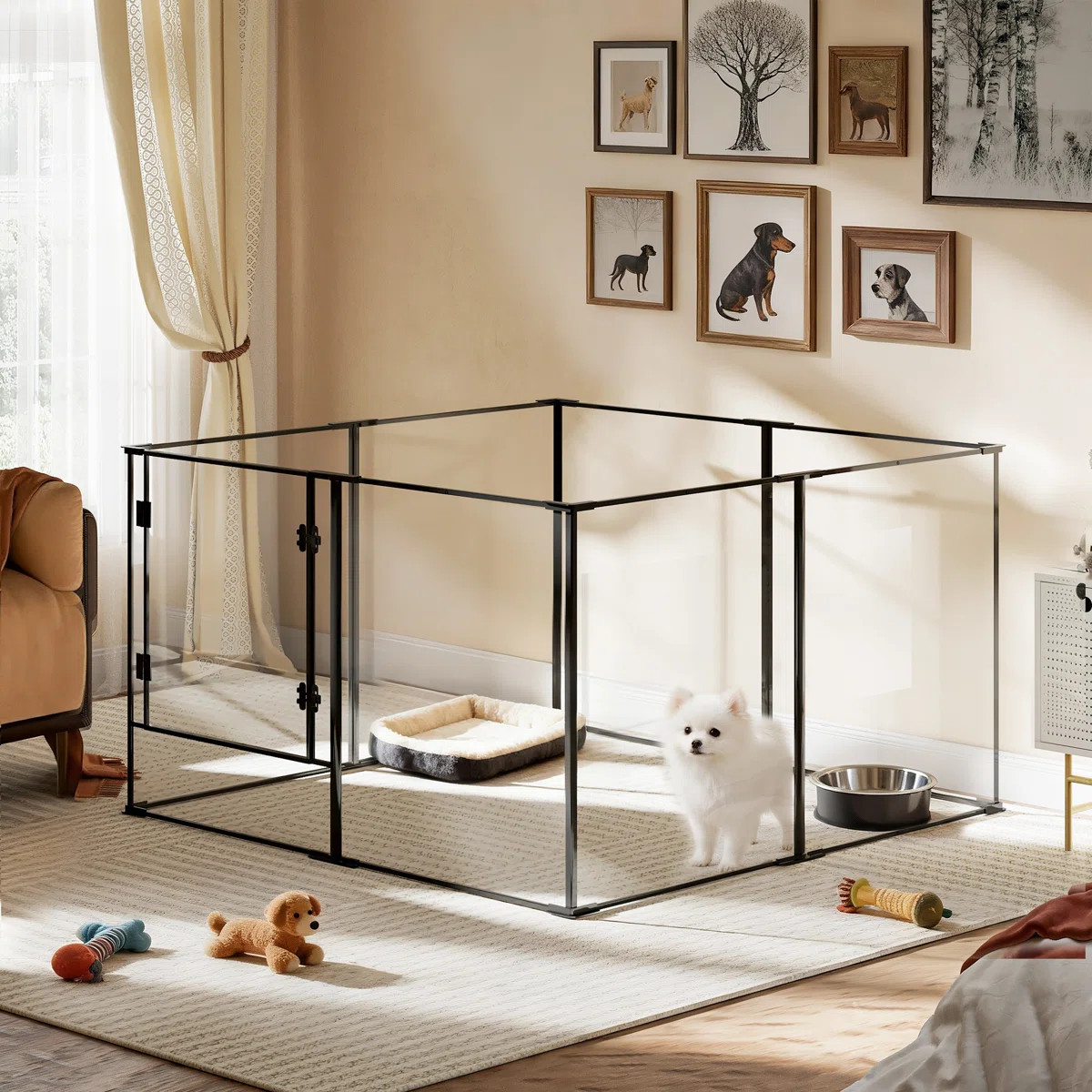 8 Panels 24 Inch/ 30 Inch High Clear Acrylic Metal Dog Playpen Black Indoor Play Pens With Door F... | Wayfair North America