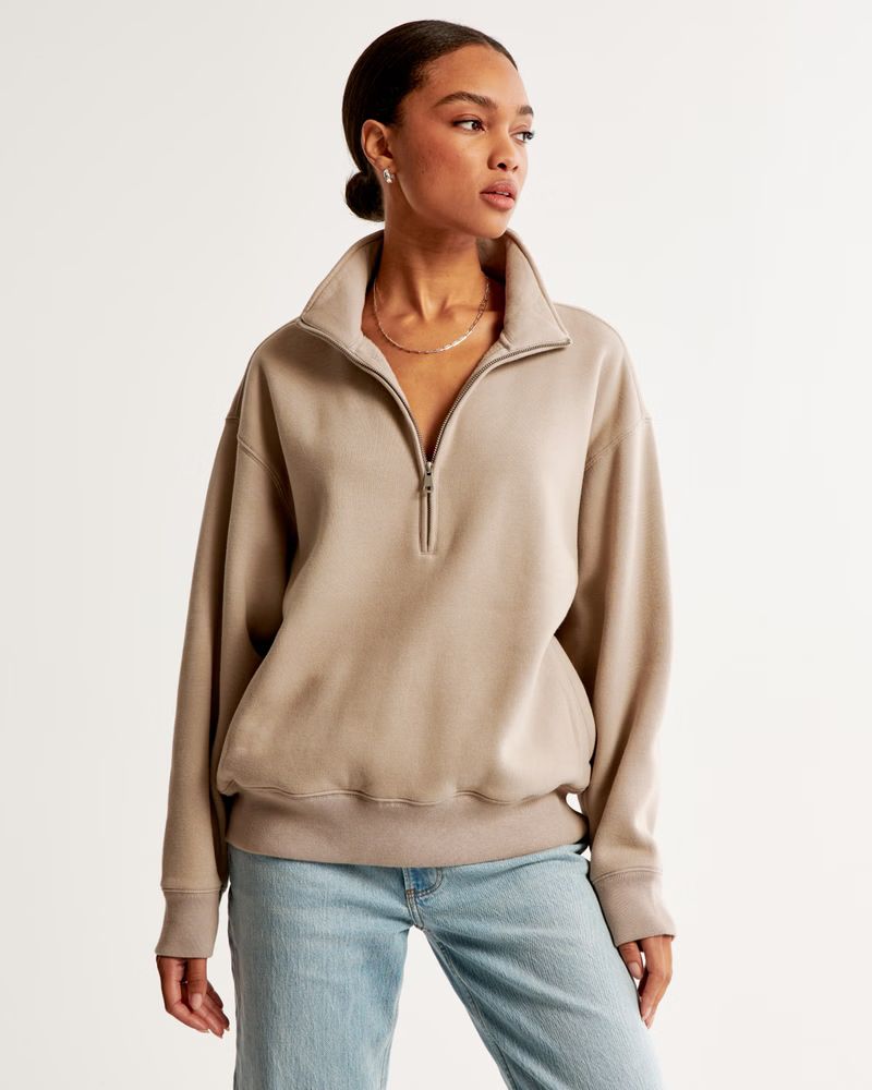 Women's Essential Vintage Sunday Half-Zip | Women's Tops | Abercrombie.com | Abercrombie & Fitch (US)