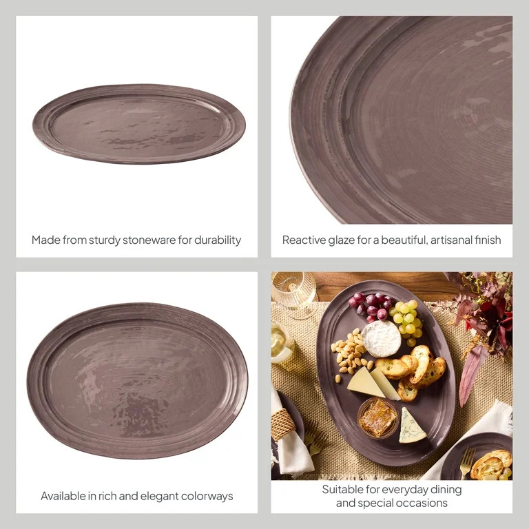 Better Homes & Gardens Artisan Purple Stoneware 16" Oval Serving Platter | Walmart (US)