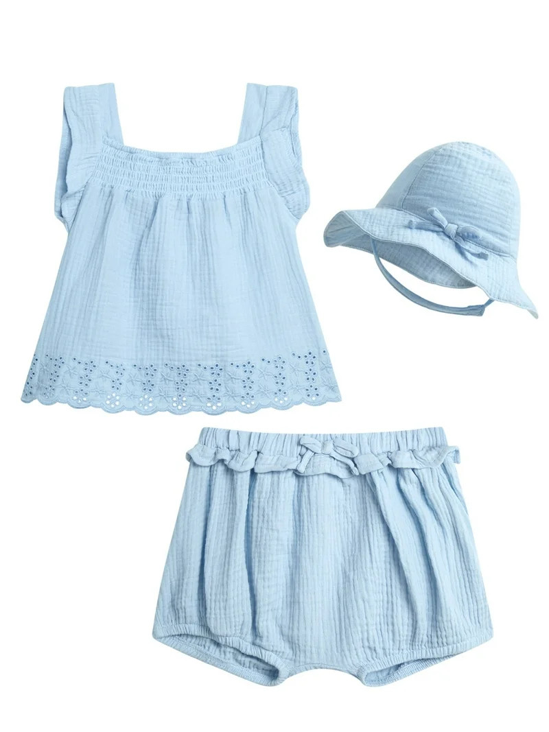 Jessica Simpson Baby Girls' Layette Bloomer set with Sunhat Sizes 0-24M | Walmart (US)