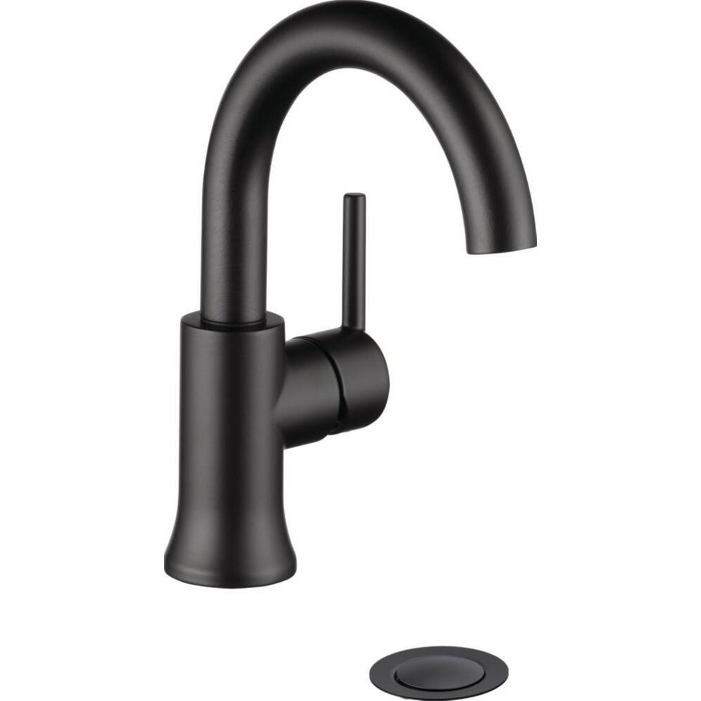 Delta Trinsic Single Hole Single-Handle Bathroom Faucet with Metal Drain Assembly in Matte Black | The Home Depot