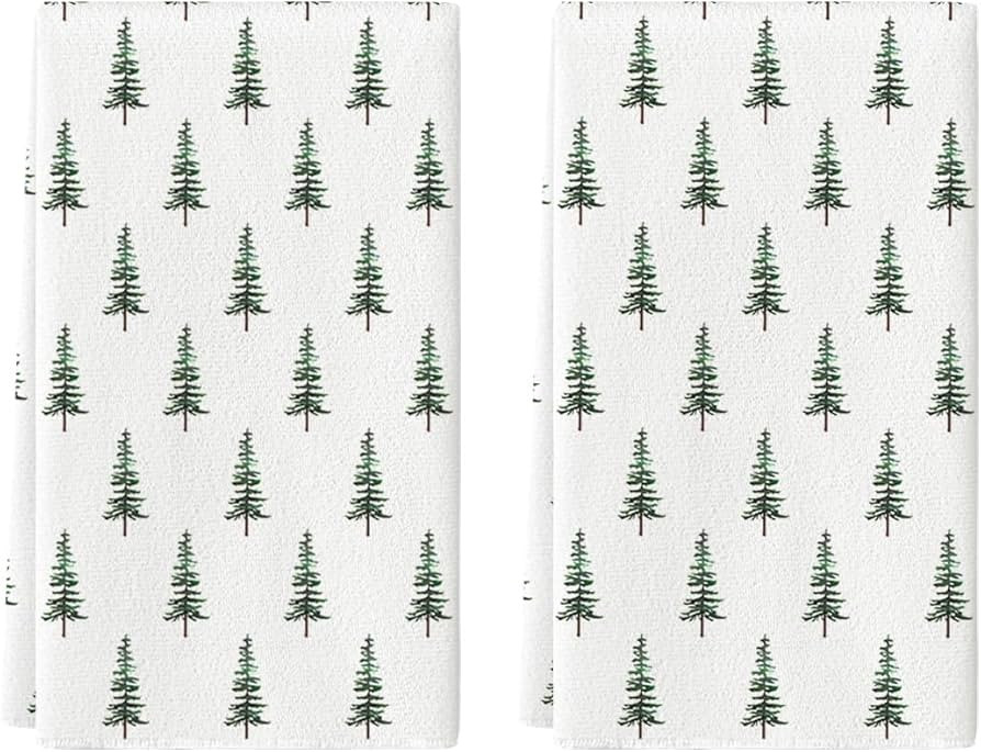 Artoid Mode Green Xmas Tree Christmas Kitchen Towels Dish Towels, 18x26 Inch Farmhouse Holiday Wi... | Amazon (US)