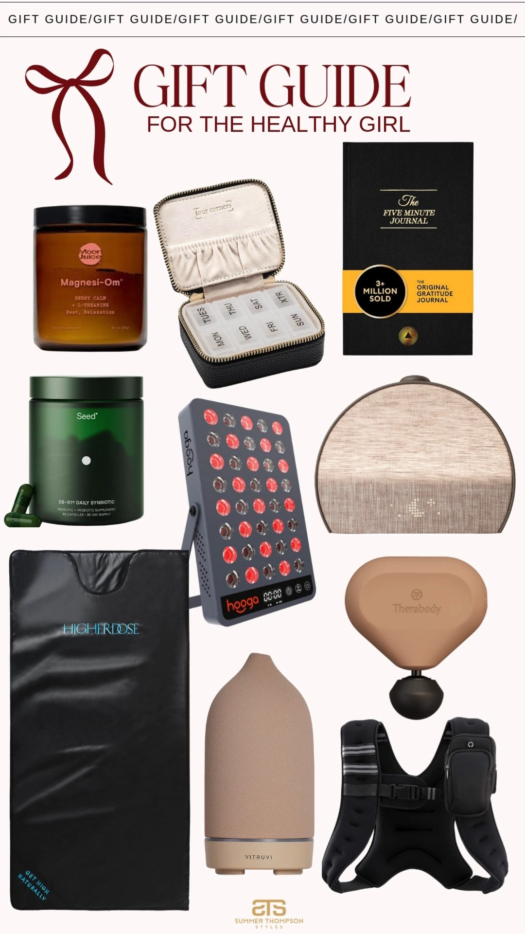 Gift guide for the health/wellness girlie! 

Gift idea. Gift guide. Trending. Best sellers. Viral. Affordable. Sound machine. Massager. Red light. Pill box. Magnesium. Journal. Diffuser. Sauna blanket  

#LTKSeasonal #LTKHoliday #LTKGiftGuide