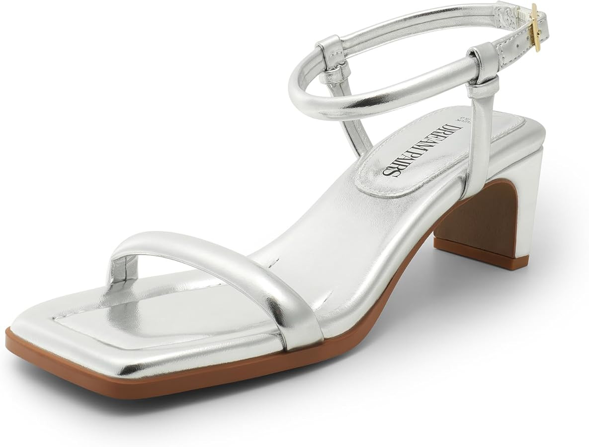 DREAM PAIRS Womens Heels Open Toe Ankle Strap Square Cute Wedding Party Sandal Comfort Dress Shoe... | Amazon (US)