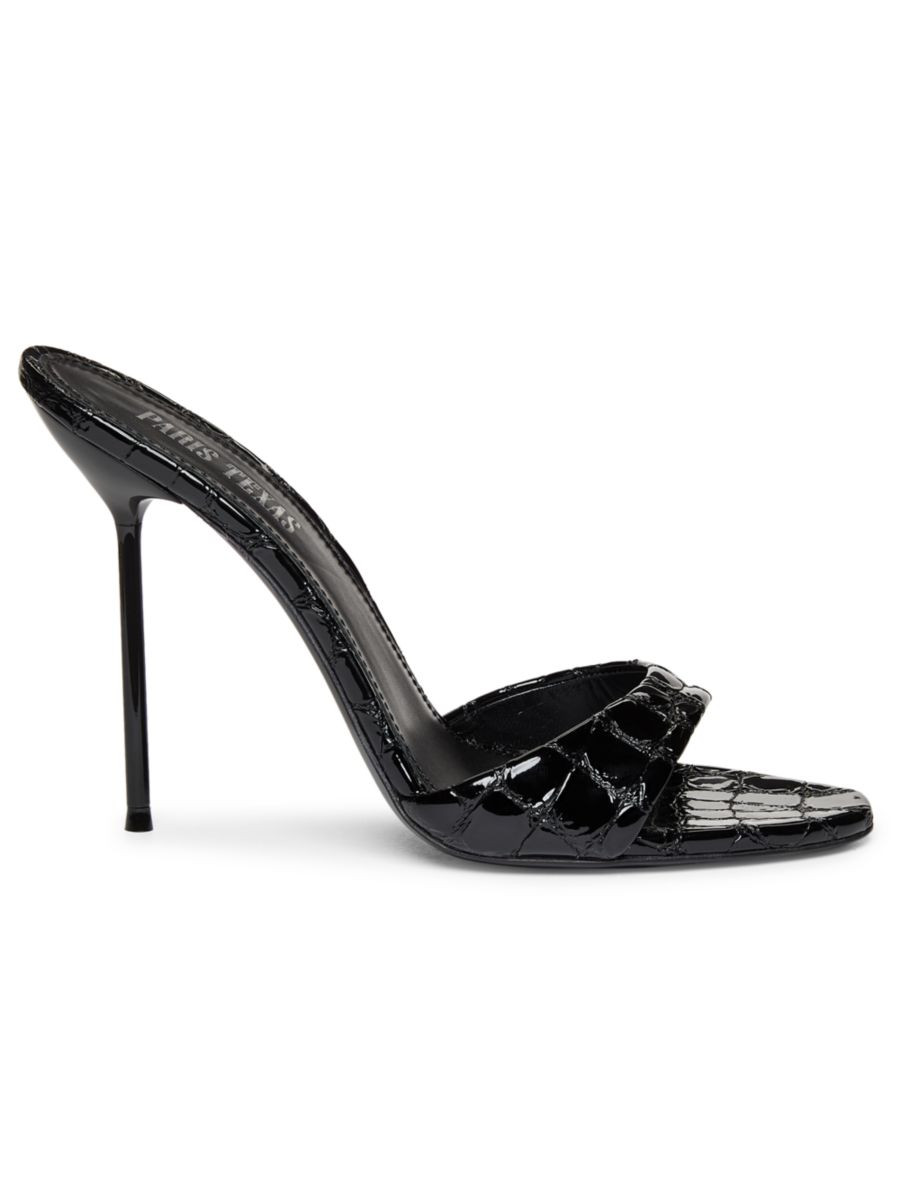 Lidia 105MM Crocodile-Embossed Leather Mules | Saks Fifth Avenue