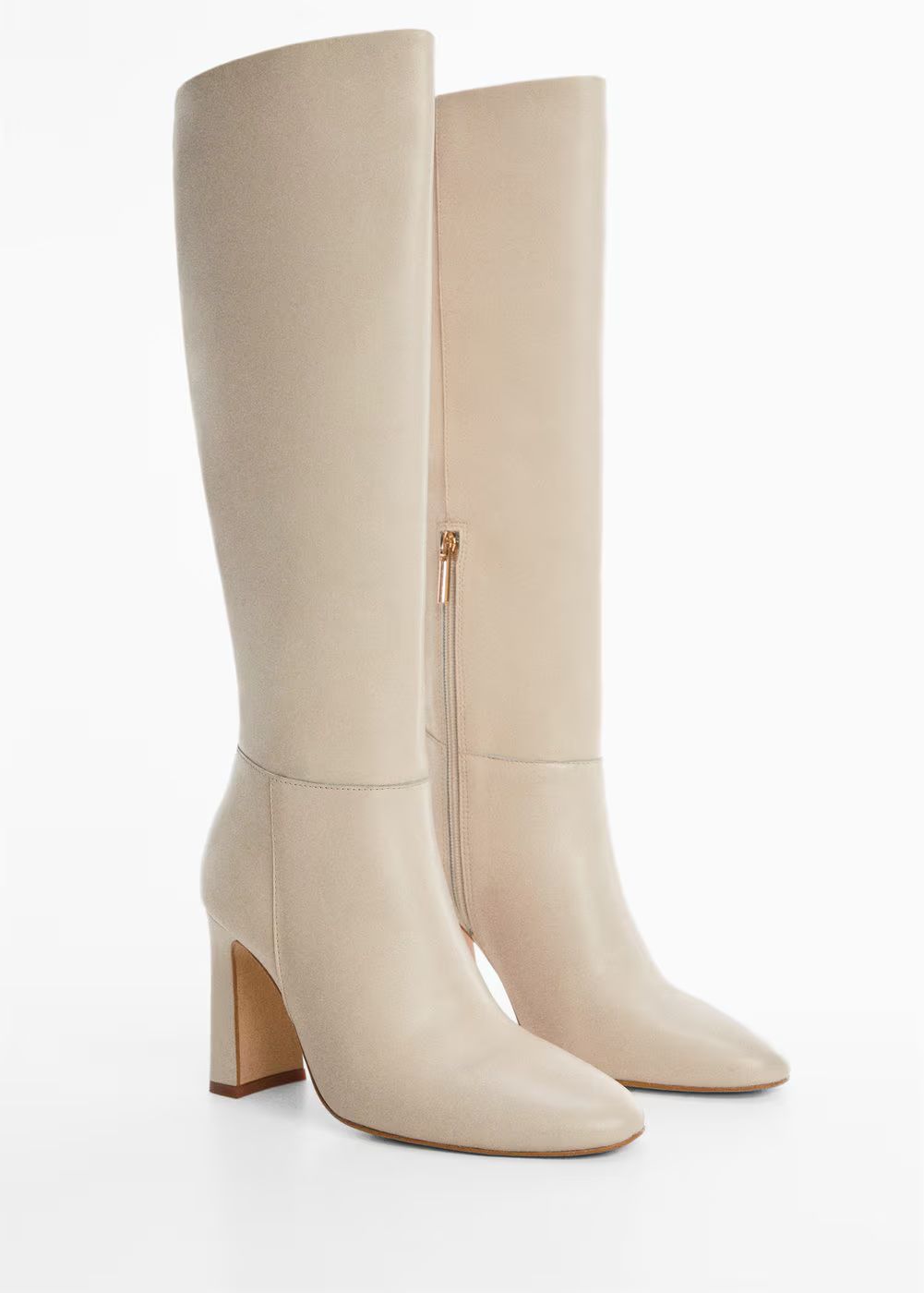 Leather boots with tall leg -  Women | Mango United Kingdom | MANGO (UK)