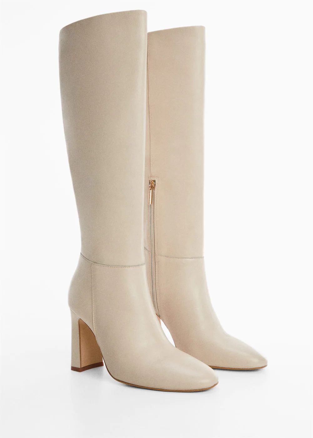 Leather boots with tall leg -  Women | Mango USA | MANGO (US)