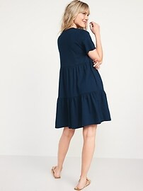 Short-Sleeve Tiered Slub-Knit Mini Swing Dress for Women | Old Navy (US)