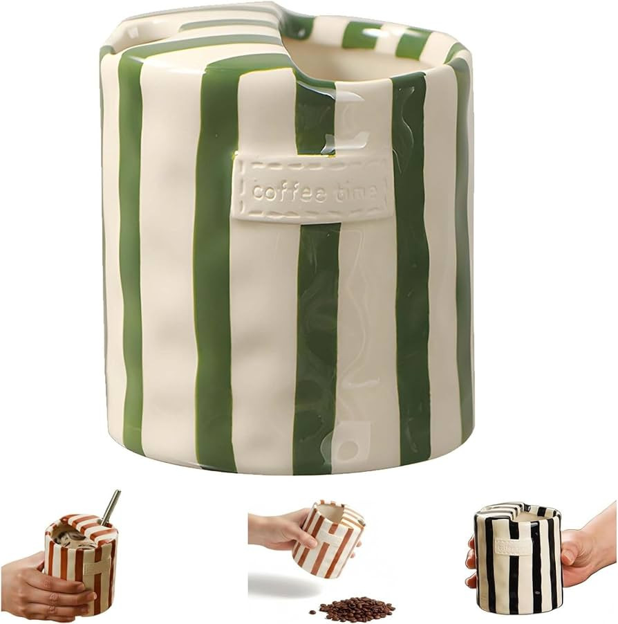 Ceramic Coffee Mug,Ceramic Mug,Retro Striped Ceramic Mark Hand-Painted Cup,10 oz Coffee Mug,Ceram... | Amazon (US)