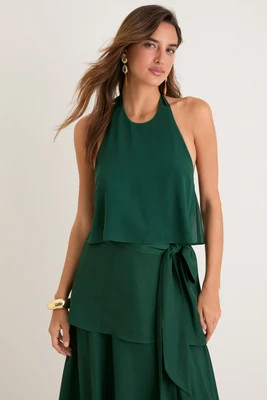 Verdant Green Crepe Claudette Top | Tuckernuck (US)