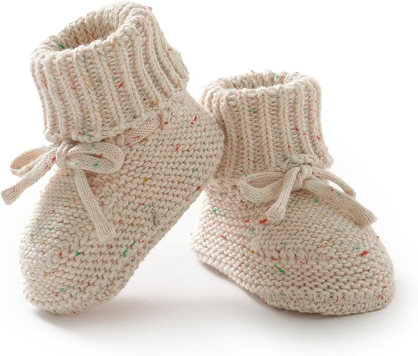 Baby Booties Newborn Babe First Walkers Non-Slip Stay On Boots Crib Shoes Sock Warm Knit Booties ... | Amazon (US)