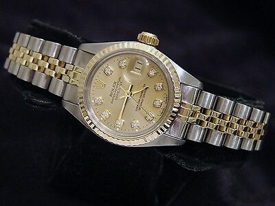 Rolex Datejust Ladies 2Tone 14K Gold & Steel Watch Champagne Diamond Dial 6917  | eBay | eBay US