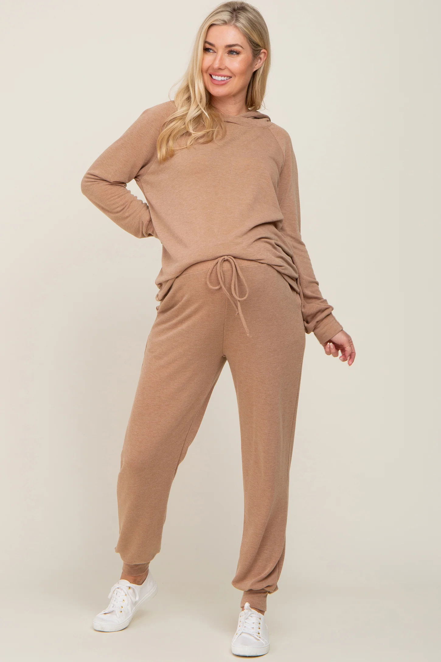Camel Hoodie and Jogger Maternity Set | PinkBlush Maternity