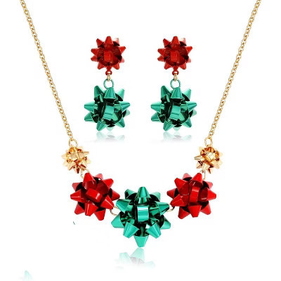 Women's Christmas Jewelry Set - Bow Necklace & Dangle Earrings | Target