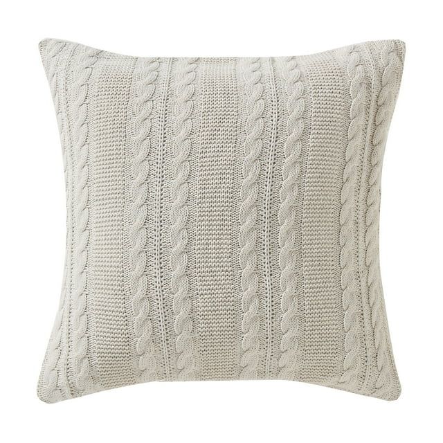 VCNY Home Dublin Cable Knit Square Decorative Throw Pillow, 18" x 18", Ivory - Walmart.com | Walmart (US)