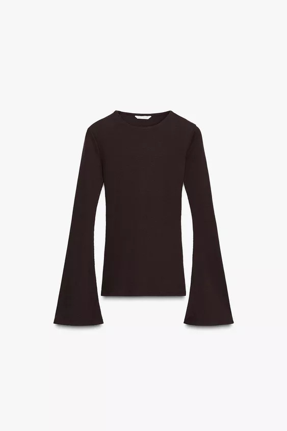 RIB T-SHIRT WITH FLARED SLEEVES | Zara UK