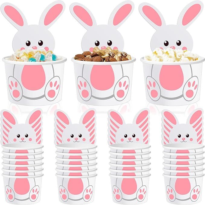 Suclain 24 Pack Easter Bunny Snack Cups 8 oz Easter Party Paper Treat Bowls Disposable Bunny Dess... | Amazon (US)