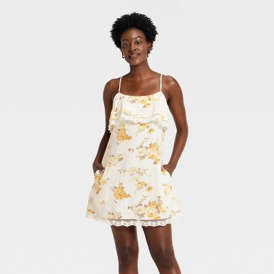 Women's Sleeveless Western Mini Sundress - Universal Thread™ Yellow Floral XS | Target