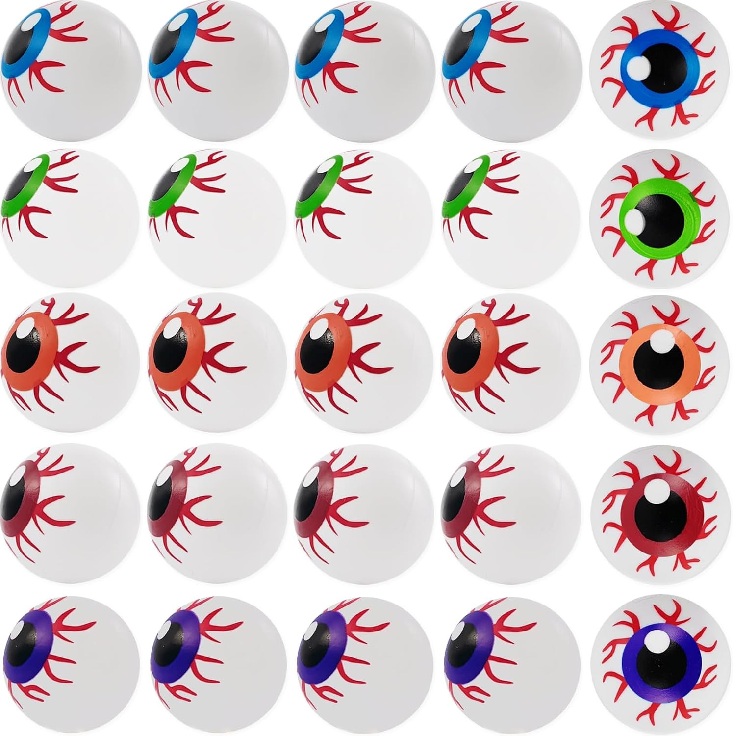 YOOHUA 30PCS 1.34inch Plastic Halloween Eyeballs Scary Ping Pong Eyeballs for Kids Toys, Fake Eye Balls for Halloween Party Favors Goody Bag Fillers Terror Props (5 Colors) | Amazon (US)