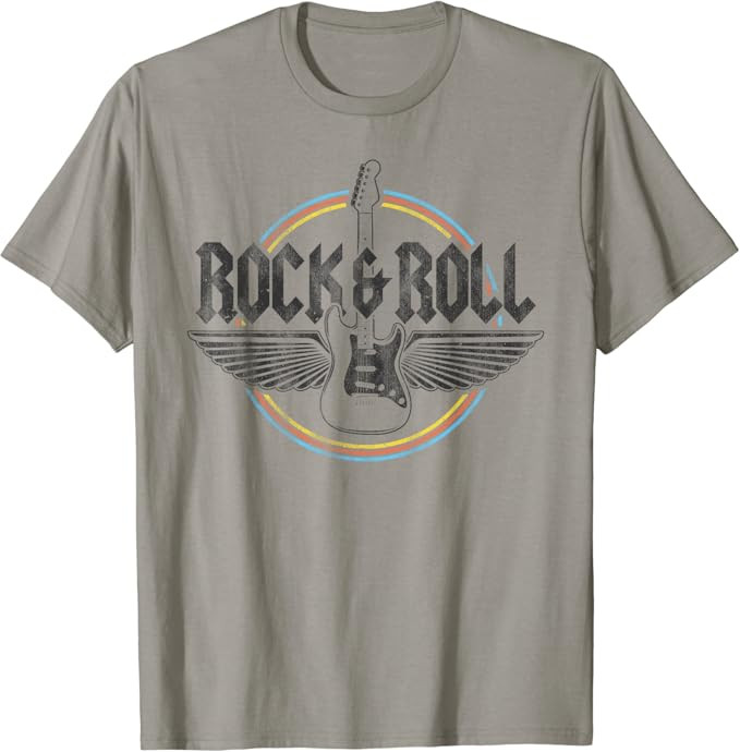 Retro Vintage Rock & Roll Guitar Wings Music Concert Band T-Shirt | Amazon (US)