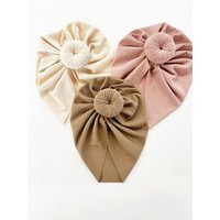 Bun Ribbed Turban Baby Headband, Neutral Headwrap, Blush Girl Headwrap | Etsy (US)