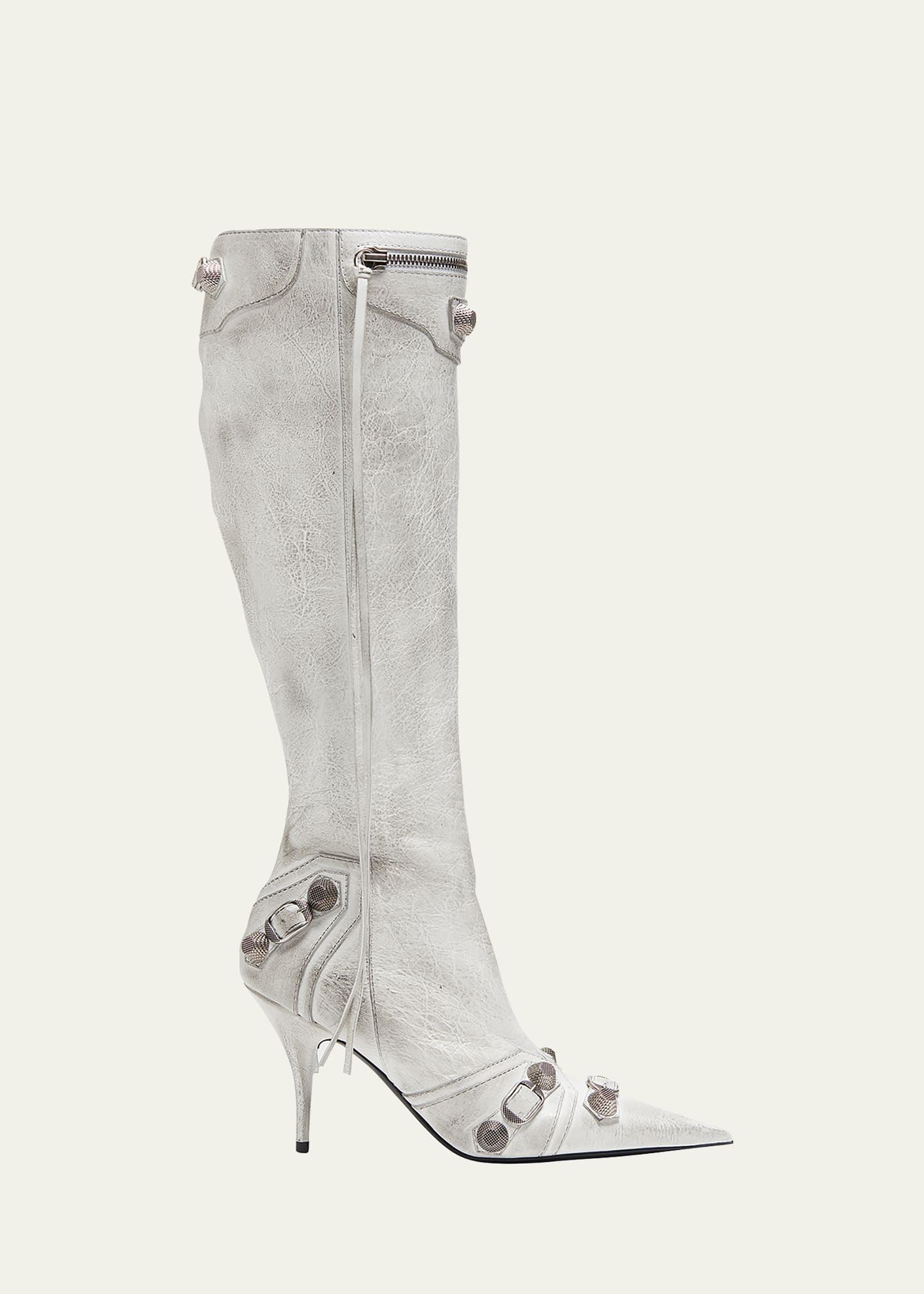 Balenciaga Cagole Leather Stud Stiletto Boots | Bergdorf Goodman