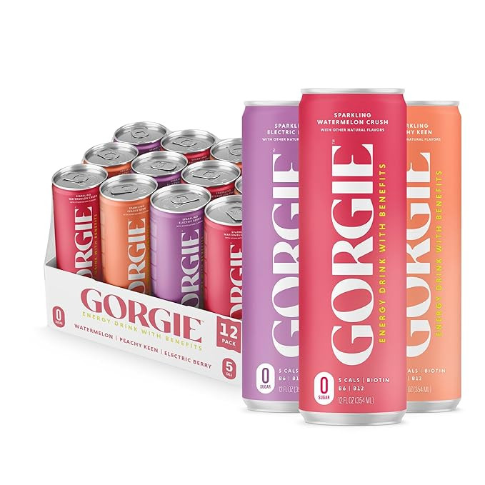 GORGIE Original Variety, Sugar-Free Natural Energy Drink Sparkling, Healthy Energy Drinks - Green... | Amazon (US)