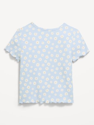 Printed Short-Sleeve Lettuce-Edge T-Shirt for Toddler Girls | Old Navy (US)