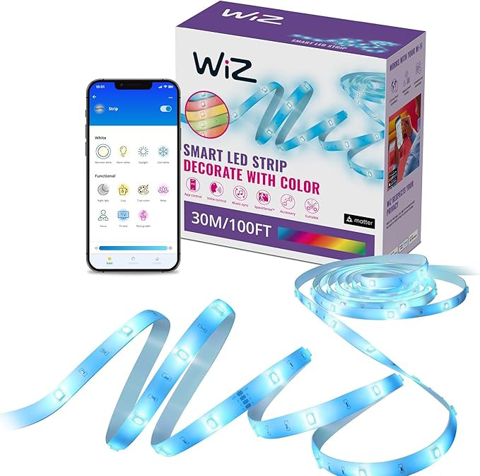 WiZ Connected 100 ft LED Light Strip - Flowing Multicolor LED Color-Changing Light Strip For Your... | Amazon (US)
