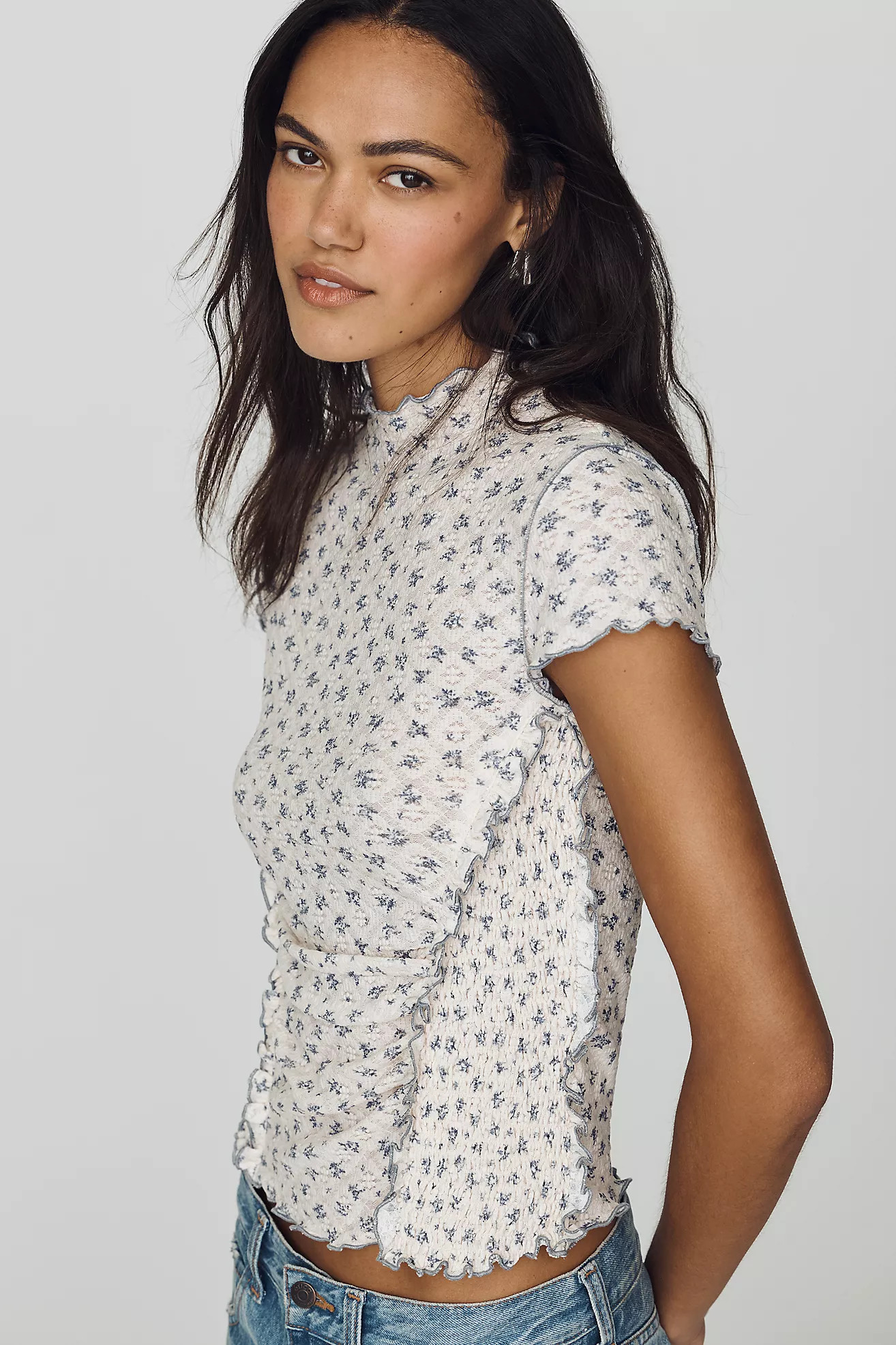 By Anthropologie Mock-Neck Ditsy Top | Anthropologie (US)
